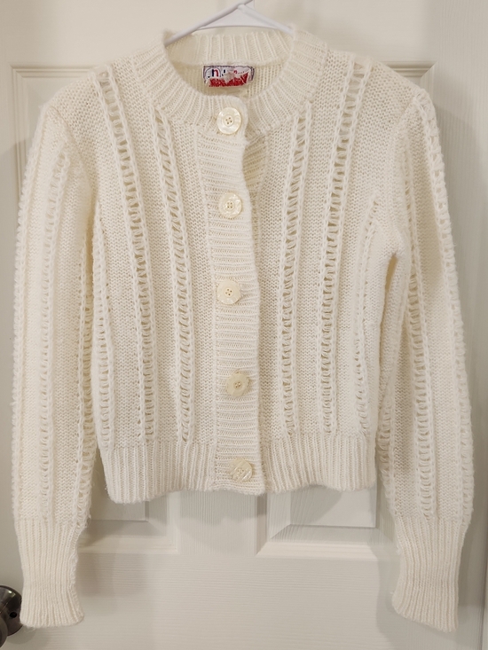 Jean Nicolas Sweaters - Vintage 70s-80s Jean Nicolas Paris Cardigan Sweater Large Ivory Cream